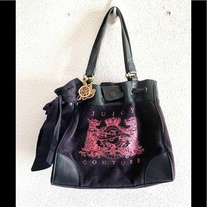 JUICY COUTURE blue velvet handbag daydreamer
